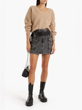 SER.O.YA Xi belted denim mini skirt
